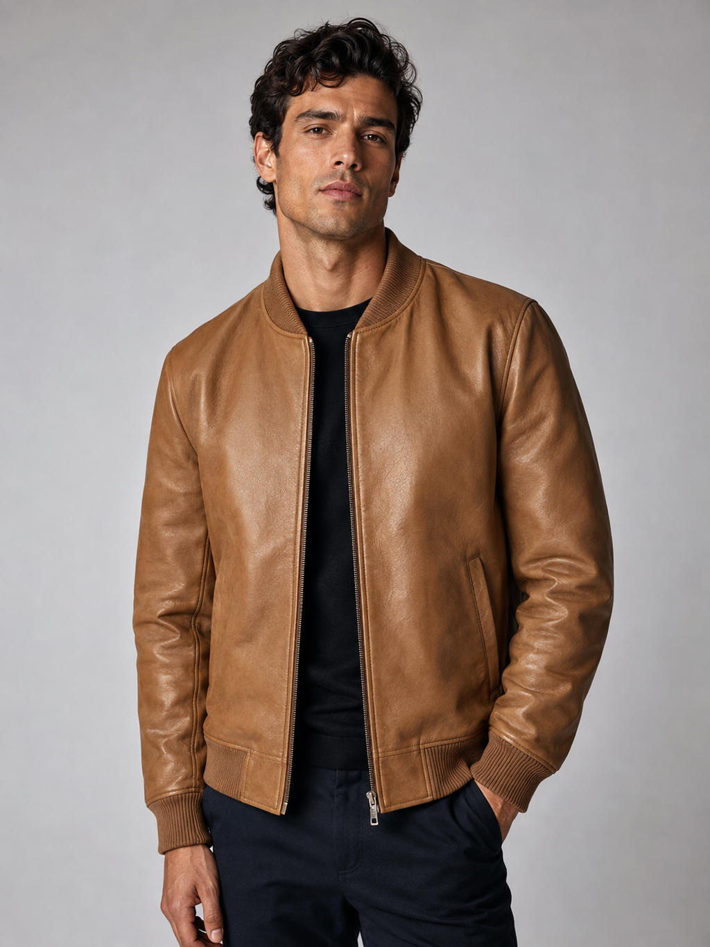 Classic Leather Bomber Jacket