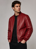 Distressed Leather Bomber