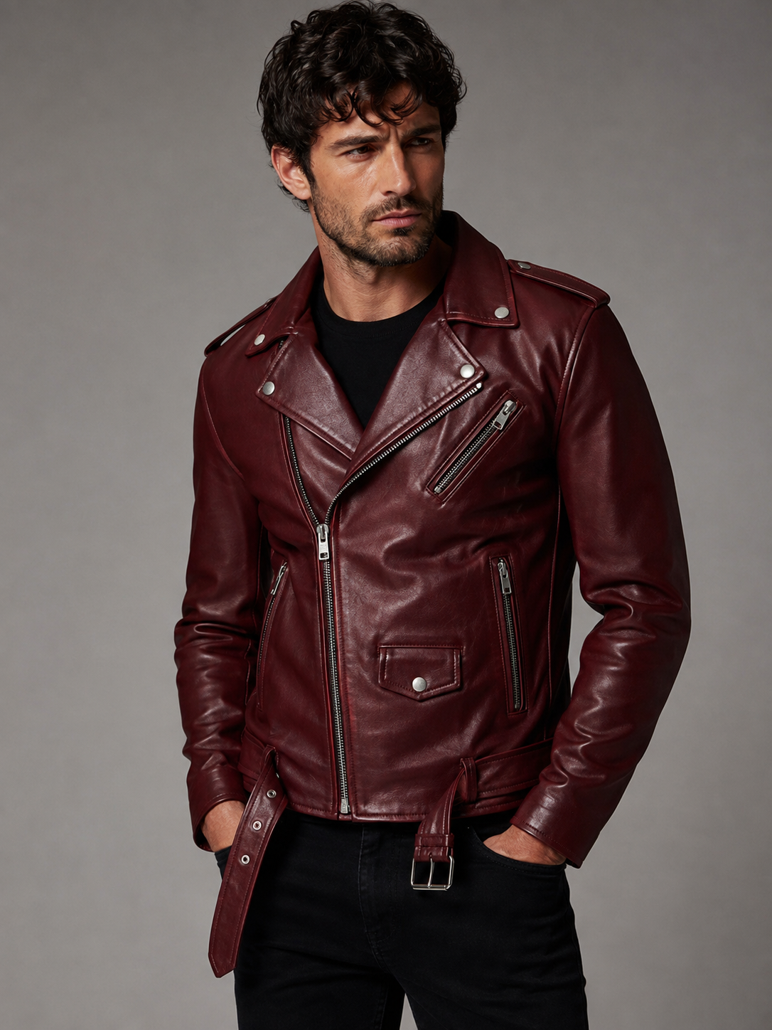 Studded Rebel Biker Leather Jacket