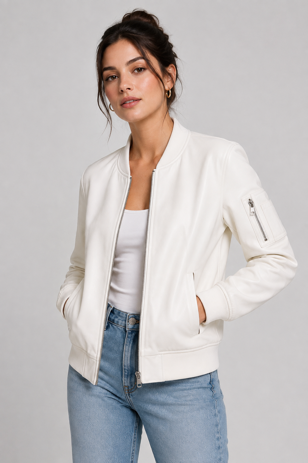 Quilted Leather Bomber Jacket