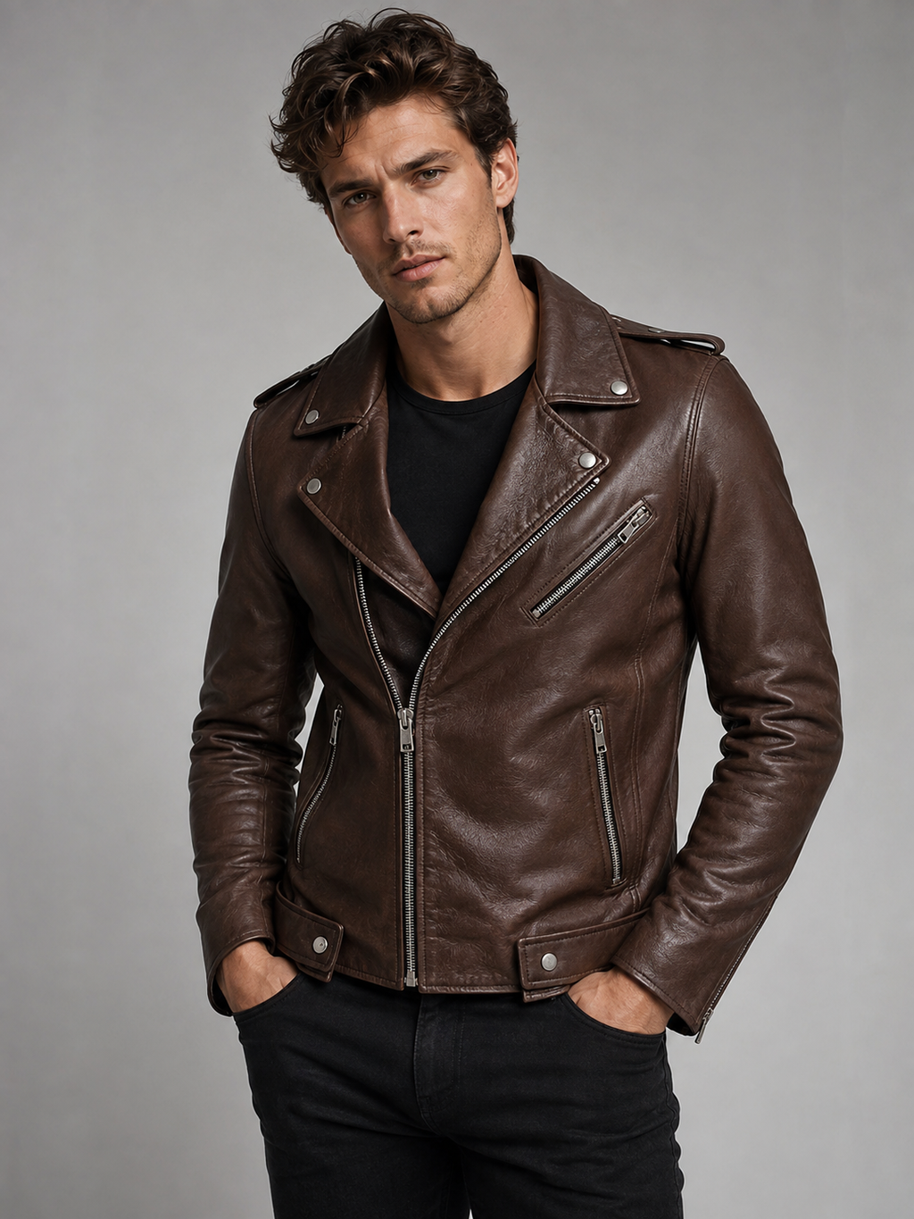 Slim-Fit Racer Biker Jacket