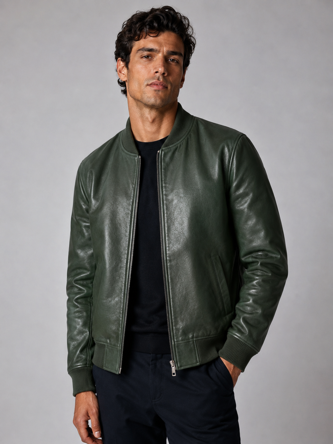 Classic Leather Bomber Jacket