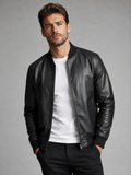 Slim-Fit Aviator Leather Jacket